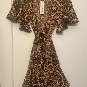 BB Dakota Leopard Print Ruffle Wrap Dress